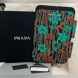 Authentic PRADA Saffiano Leather Flower print iPad Tablet Cover, New in box